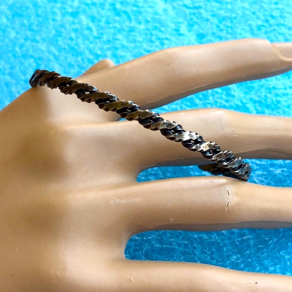 sterling silver twisted blackened bracelet  bangle